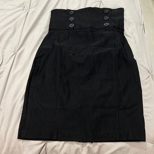 Long black skirt with black buttons